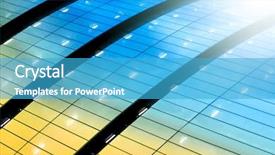  Presentation with high rise building - Audience pleasing slide set consisting of view to steel light blue backdrop and a  colored foreground