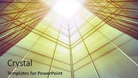  Presentation with high rise building - Audience pleasing slides consisting of view to steel light blue backdrop and a mint green colored foreground