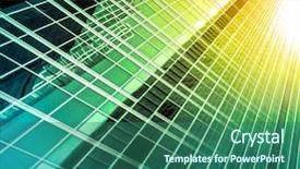  Presentation with high rise building - Cool new theme with view to steel light blue backdrop and a ocean colored foreground