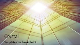  Presentation with high rise building - Presentation theme enhanced with view to steel light blue background and a mint green colored foreground