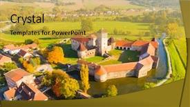  Presentation with gothic architecture - Colorful presentation theme enhanced with view to svihov castle gothic backdrop and a yellow colored foreground