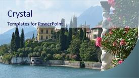  Presentation with villa - Presentation theme with view to the lake como background and a sky blue colored foreground