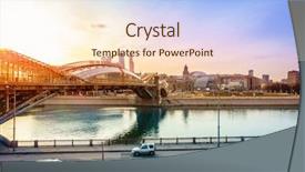  Presentation with pedestrian bridge - Slide set having view to the moscow river background and a cream colored foreground