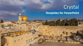  Presentation with rock wall - Presentation theme enhanced with view-to-western-wall-known background and a ocean colored foreground