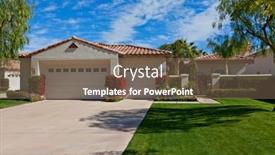  Presentation with villa - Audience pleasing PPT theme consisting of view-up-driveway-to-luxury backdrop and a violet colored foreground