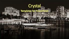  Presentation with vancouver city - Presentation theme featuring view with buildings and boat background and a wine colored foreground