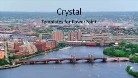  Presentation with top view of amazon river - Presentation design having view with buildings and bridge background and a light blue colored foreground