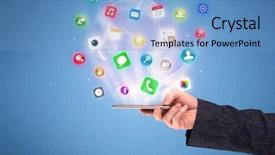  Presentation with application - Theme enhanced with view with digital application logo background and a light blue colored foreground