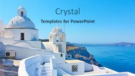  Presentation with orthodox - Presentation theme with view-with-greek-orthodox-church background and a light blue colored foreground