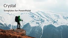  Presentation with snowy mountain tops in alaska - Cool new PPT theme with view with snowy mountains range backdrop and a sky blue colored foreground