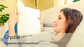  Presentation with art literature - Presentation consisting of sinematic - girl reads a book lying background and a  colored foreground