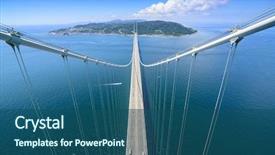  Presentation with japan - Theme having viewed from akashi kaikyo bridge background and a ocean colored foreground