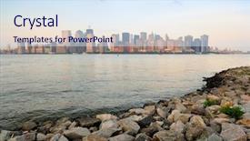  Presentation with new york city - PPT theme consisting of viewed from new jersey shore background and a sky blue colored foreground