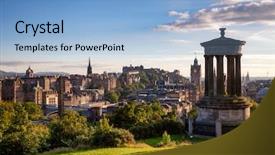  Presentation with hill - Beautiful PPT theme featuring viewed from the calton hill backdrop and a light blue colored foreground