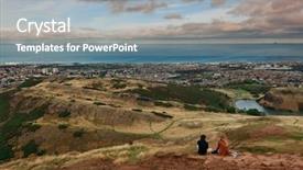  Presentation with city - Slide deck consisting of viewed from top of arthur background and a  colored foreground