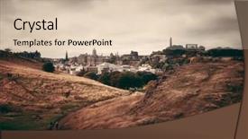  Presentation with city - Audience pleasing slide deck consisting of viewed from top of arthur backdrop and a  colored foreground