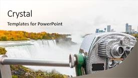  Presentation with binocular - PPT theme having viewer located in niagara falls background and a cream colored foreground