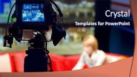  Presentation with recording studio - Audience pleasing presentation theme consisting of viewfinder - recording in tv studio backdrop and a navy blue colored foreground