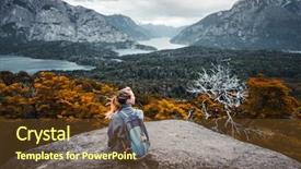  Presentation with view of the vinales valley - Slide set enhanced with viewpoint hiker reached top background and a tawny brown colored foreground