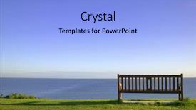  Presentation with wooden board empty table top - Presentation theme enhanced with viewpoint looking out to sea background and a light blue colored foreground