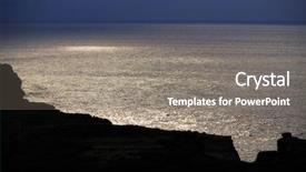  Presentation with coast guard ship - PPT theme having viewpoint of faro cabo mayor background and a gray colored foreground