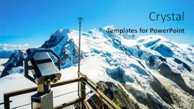  Presentation with binocular - Colorful presentation theme enhanced with viewpoint-with-binocular-on-aiguille backdrop and a light blue colored foreground