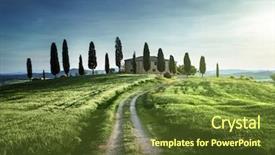  Presentation with classic - Presentation theme featuring views in spring sunset time background and a tawny brown colored foreground