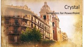  Presentation with vintage antique retro terrestrial globe - Beautiful theme featuring views of barcelona in retro backdrop and a coral colored foreground