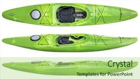  Presentation with kayak - Slide deck with views of green crossover kayak background and a mint green colored foreground