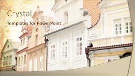  Presentation with prague - Colorful presentation design enhanced with views of old part of prague made in retro style architectural detail backdrop and a lemonade colored foreground