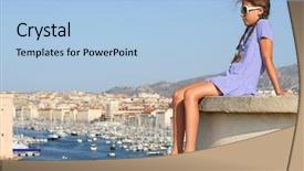  Presentation with concrete - Colorful theme enhanced with views of old port marseille backdrop and a light blue colored foreground