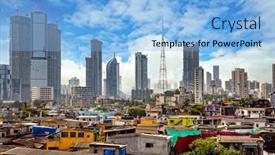  Presentation with slums - Colorful slide set enhanced with views-of-slums backdrop and a light blue colored foreground