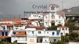  Presentation with cyclades - Beautiful PPT theme featuring views-of-the-building-andros backdrop and a light gray colored foreground