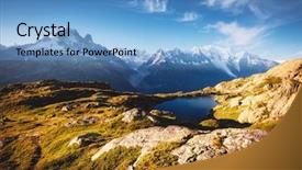  Presentation with mont blanc - PPT layouts featuring views of the mont blanc background and a teal colored foreground