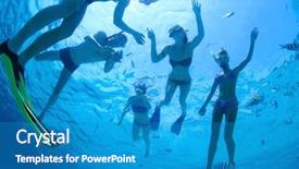  Presentation with tropical - PPT theme with vigas - group of friends snorkeling background and a teal colored foreground