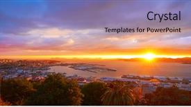  Presentation with port - Slide set enhanced with vigas - vigo skyline and port sunset background and a coral colored foreground