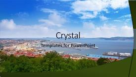  Presentation with port - Slide set featuring vigas - vigo skyline and port background and a light blue colored foreground