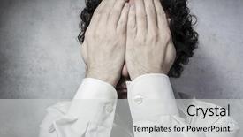  Presentation with eyes - Slides consisting of vigils - businessman covering his eyes man background and a  colored foreground