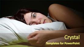  Presentation with insomnia - Amazing PPT layouts having vigils - young woman in bed eyes backdrop and a tawny brown colored foreground