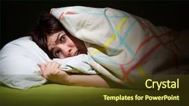  Presentation with insomnia - PPT theme enhanced with vigils - young woman in bed background and a tawny brown colored foreground