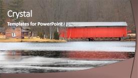  Presentation with indiana - PPT theme consisting of crossing creek - vigo irishman covered bridge background and a gray colored foreground
