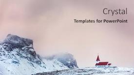  Presentation with pink sky - Slides featuring vik-i-myrdal-church background and a light gray colored foreground