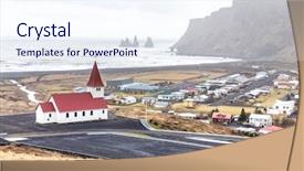  Presentation with iceland - Beautiful slide set featuring vik i myrdal church in vik village iceland europe backdrop and a sky blue colored foreground