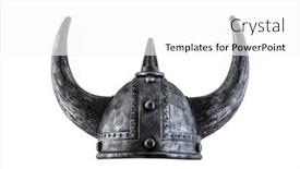  Presentation with clipping - Slide set having viking-horned-helmet-isolated background and a white colored foreground
