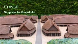  Presentation with europe - PPT theme consisting of viking-settlement-miniature-outdoor-europe background and a tawny brown colored foreground