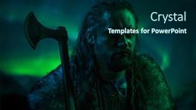  Presentation with aurora borealis - Colorful slide deck enhanced with viking-warrior-against-aurora-borealis backdrop and a navy blue colored foreground