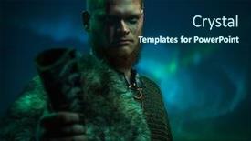  Presentation with aurora - PPT layouts enhanced with viking-warrior-against-aurora-borealis background and a navy blue colored foreground