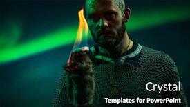  Presentation with aurora borealis - Amazing slide deck having viking-warrior-against-aurora-borealis backdrop and a black colored foreground