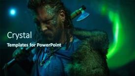  Presentation with aurora borealis - Theme with viking-warrior-against-aurora-borealis background and a navy blue colored foreground