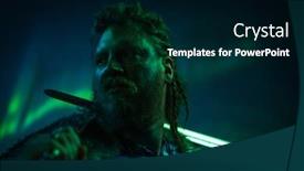  Presentation with aurora borealis - Colorful slide deck enhanced with viking-warrior-against-aurora-borealis backdrop and a black colored foreground